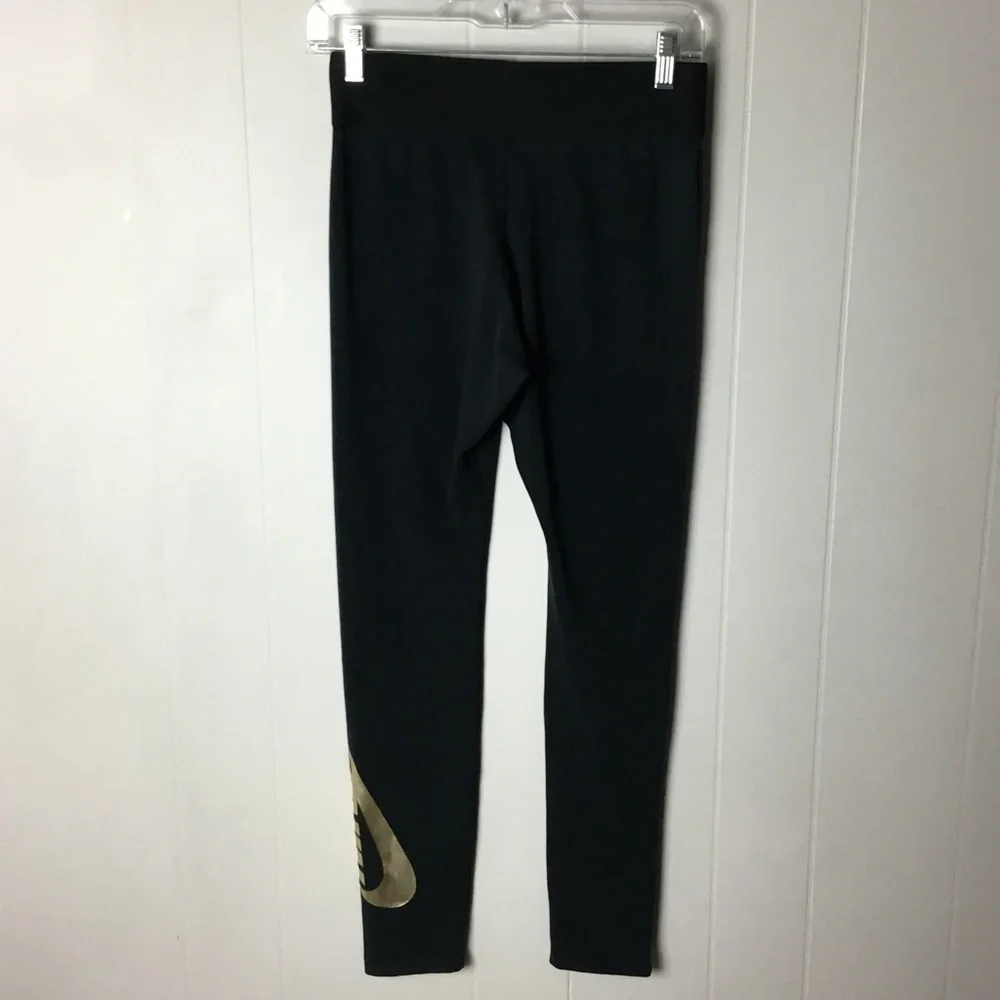 Nike 7/8 Workout Leggings Black & Gold Size M Workout Gym
